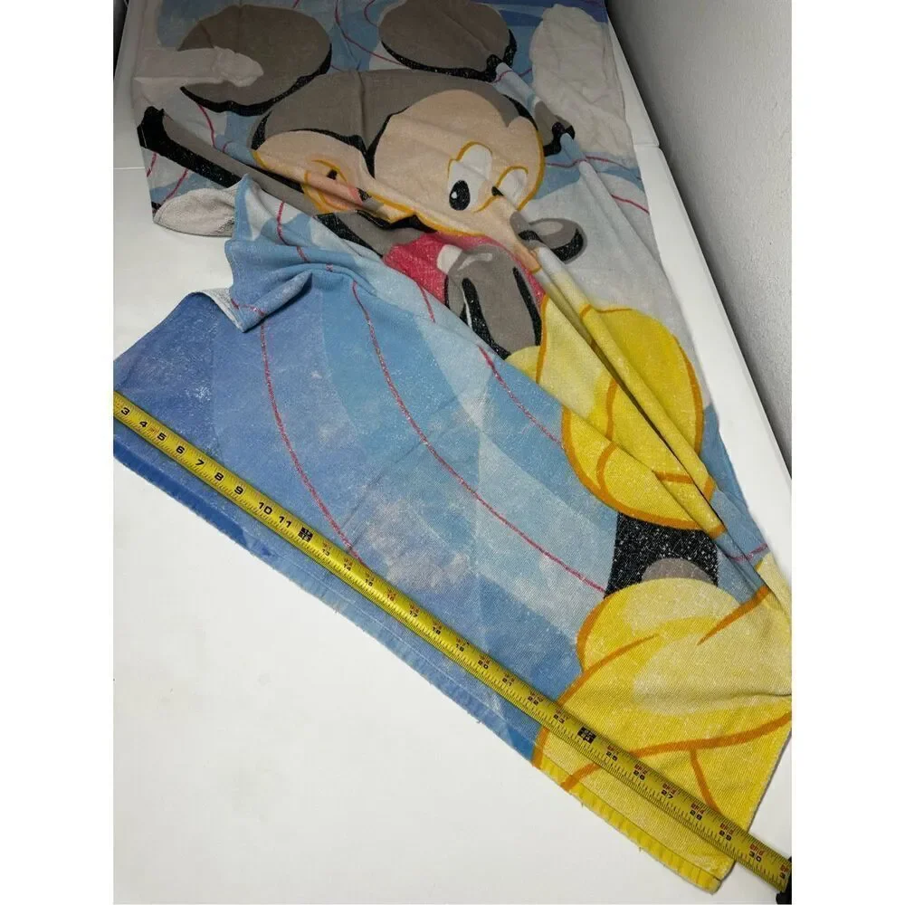 Vintage Rare Disney Mickey Mouse Beach Towel 100% Cotton Blue 29” X 54”